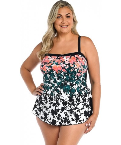 Women's Standard Bandeau Sarong One Piece Swimsuit Multi//Floating Flowers $31.08 Swimsuits