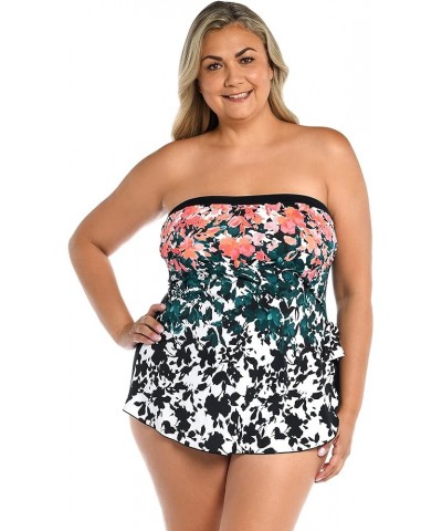 Women's Standard Bandeau Sarong One Piece Swimsuit Multi//Floating Flowers $31.08 Swimsuits