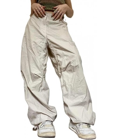 Women Baggy Cargo Pants Y2K High Waisted Wide Leg Loose Casual Pants Trousers Streetwear E-white $14.57 Pants