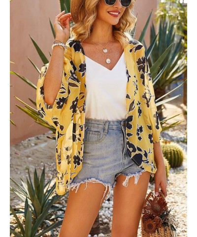 Women's Floral Kimono Cardigan Casual Chiffon Tops Loose Beach Cover Ups S66 $11.12 Swimsuits