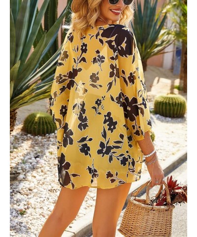 Women's Floral Kimono Cardigan Casual Chiffon Tops Loose Beach Cover Ups S66 $11.12 Swimsuits