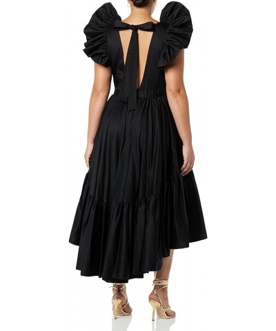 Women's Standard Ruffle Dress with Flounce Black $90.16 Dresses