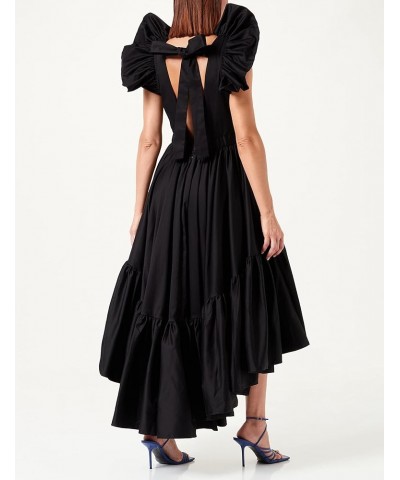 Women's Standard Ruffle Dress with Flounce Black $90.16 Dresses