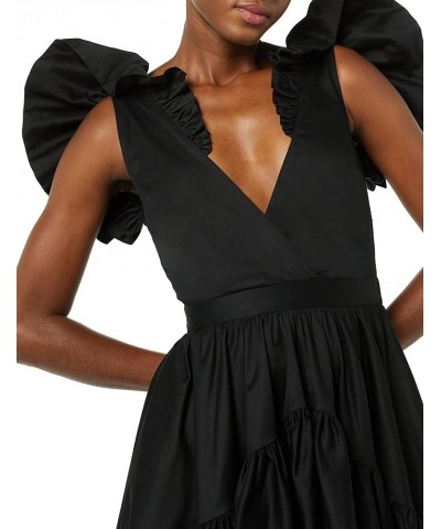 Women's Standard Ruffle Dress with Flounce Black $90.16 Dresses