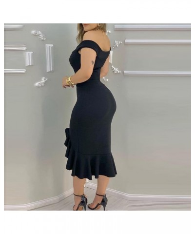 Women's Mini Dresses Summer Sexy Off Shoulder Short Sleeve Sequin Ruffle Irregular Dresses Casual Cocktail Y-black $6.62 Dresses