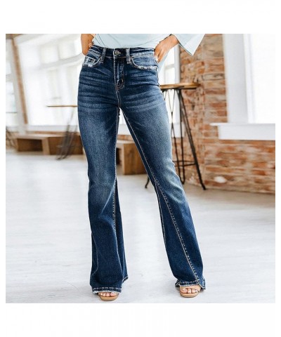 Womens Fall Casual Comfy Straight Leg Jeans Pants High Waisted Long Lounge Pants Baggy Cargo Denim Pants Jeans 04 Blue $13.66...