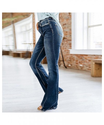 Womens Fall Casual Comfy Straight Leg Jeans Pants High Waisted Long Lounge Pants Baggy Cargo Denim Pants Jeans 04 Blue $13.66...