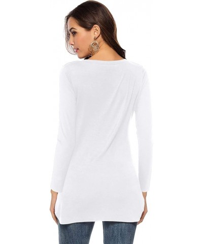 Womens Casual Tunic Tops Short/Long Sleeve Tshirts Scoop Neck Long Shirt Fitted Tees B-white $10.50 Tops