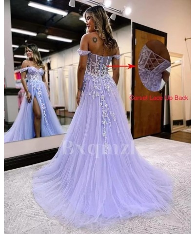 Women's Tulle Prom Dresses Lace Appliques Long Ball Gowns Strapless High Split Evening Dresses 2024 Red $35.32 Dresses