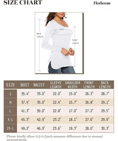 Womens Casual Tunic Tops Short/Long Sleeve Tshirts Scoop Neck Long Shirt Fitted Tees B-white $10.50 Tops