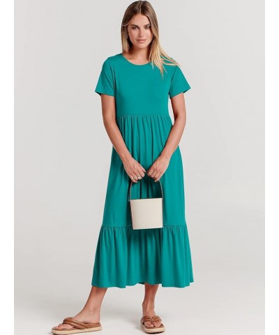 Women's Summer Casual Short Sleeve Crewneck Basic Swing T Shirt Dress Flowy Beach Vacation Sundress Lake Green $18.80 Dresses