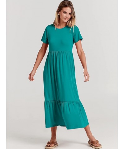 Women's Summer Casual Short Sleeve Crewneck Basic Swing T Shirt Dress Flowy Beach Vacation Sundress Lake Green $18.80 Dresses