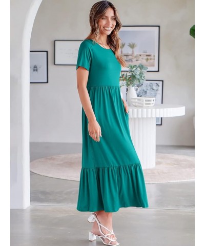 Women's Summer Casual Short Sleeve Crewneck Basic Swing T Shirt Dress Flowy Beach Vacation Sundress Lake Green $18.80 Dresses