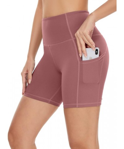 High Waist Out Pocket Yoga Short Tummy Control Workout Running 4 Way Stretch Yoga Leggings 1-dusty Red-5 $12.68 Activewear