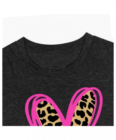 Plus Size Valentine's Day Shirts for Women Heart Print Graphic Tees Teacher Valentine Shirt Casual Tops Darkgrey1 $16.56 Tops