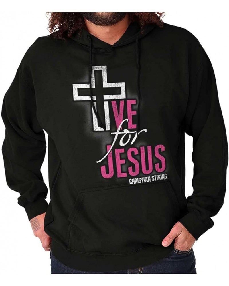 Live for Jesus Religious Faith Hoodie Sweatshirt Women Men Black $15.37 Hoodies & Sweatshirts