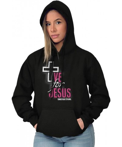 Live for Jesus Religious Faith Hoodie Sweatshirt Women Men Black $15.37 Hoodies & Sweatshirts