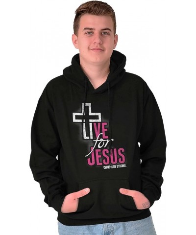 Live for Jesus Religious Faith Hoodie Sweatshirt Women Men Black $15.37 Hoodies & Sweatshirts