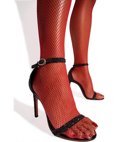 Fishnet Stockings for Women Lingerie [Made in Italy] Lace Thigh High Stockings for Garter Belt | Fishnets Thigh Highs Red $21...