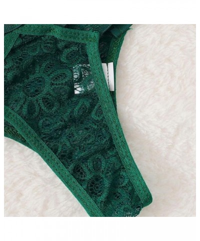 Sexy Lingerie For Women Naughty Sex Floral Lace Mesh Sheer Bra And Panty Sets Ladder Cut Out Thongs Teddy Nightwear Green $4....