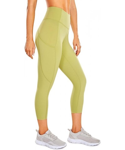 Women's Naked Feeling Workout Leggings 19" - High Waist Gym Capris Leggings with Pockets Lemon Vibe $14.70 Activewear