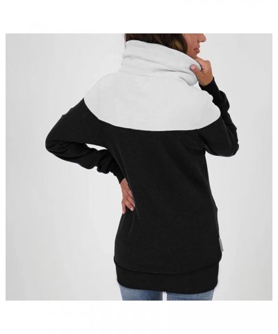 Women Cowl Neck Sweatshirt No Hood Pullover Girls Colorblock Winter Fleece Jackets Zip Up Lightweight Shirts Black $9.01 Acti...