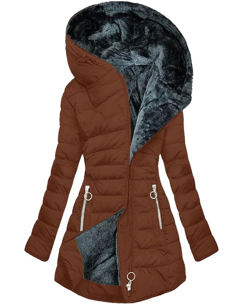 Women Winter Coat Faux Shearling Thickened Sherpa Jackets Hooded With Plus Size Fleece Lined Warm Outerwear 2023 03 Brown $27...