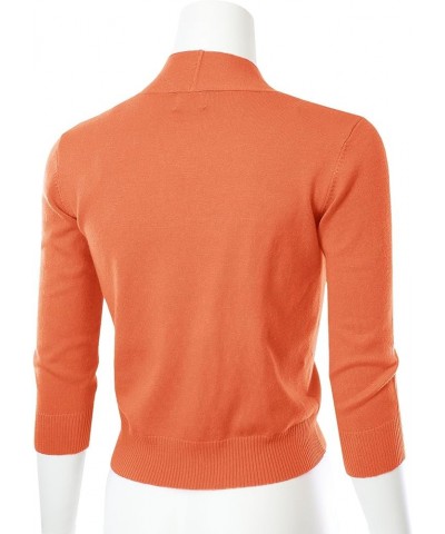 3/4 Sleeve Solid Open Bolero Cropped Cardigan for Women (S-3XL) Msg1-orange $11.20 Sweaters