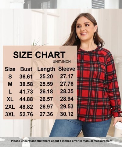 Womens 2024 Casual Long Sleeve Tunic Tops Winter Crewneck Blouse Warm Tshirt For Leggings 02-red Snowflake $11.00 Tops