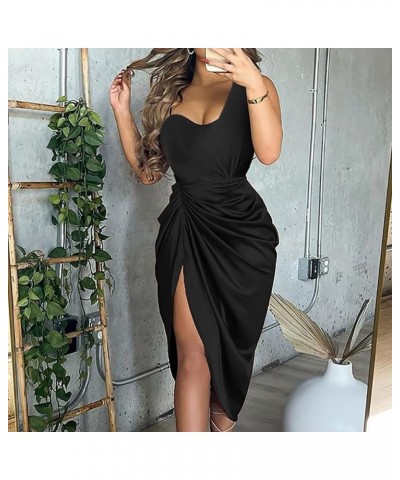 Sexy Dresses for Women 2023 Sleeeless Midi Bodycon Slit Dress Sexy Wrap Party Club Dresses A-black $11.87 Dresses