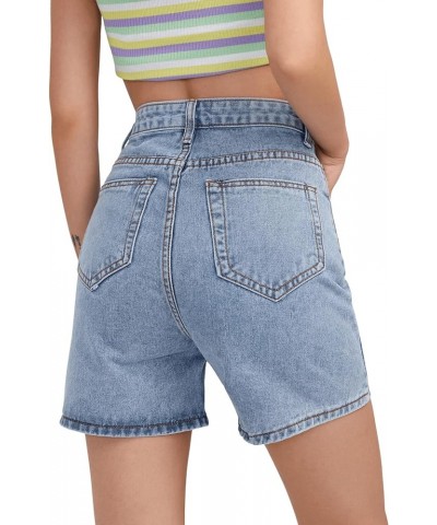 Women's High Waist Straight Leg Denim Shorts Solid Jean Shorts Summer Hot Pants with Pockets Light Wash $17.60 Shorts