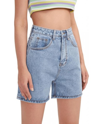 Women's High Waist Straight Leg Denim Shorts Solid Jean Shorts Summer Hot Pants with Pockets Light Wash $17.60 Shorts