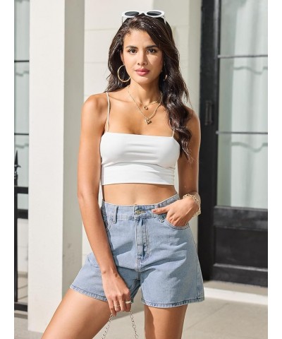 Women's High Waist Straight Leg Denim Shorts Solid Jean Shorts Summer Hot Pants with Pockets Light Wash $17.60 Shorts