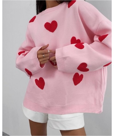 Women Y2k Knit Pullover Sweaters Star Print Knitted Sweatshirt Long Sleeve Vintage Jumper Oversized Knitwear E-pink Five $11....