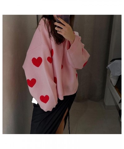 Women Y2k Knit Pullover Sweaters Star Print Knitted Sweatshirt Long Sleeve Vintage Jumper Oversized Knitwear E-pink Five $11....