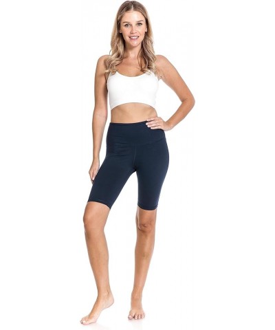 Women's High Waisted Athletic Yoga Shorts, Workout Shorts for Women 10 inch Navy $7.01 Activewear