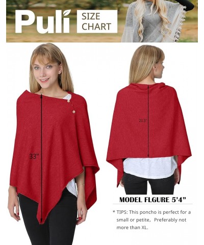 Women's Versatile Knitted Shawls Scarf Poncho Sweater with Buttons Light Weight Spring Summer Fall Shawl Wrap A-red $15.94 Sw...