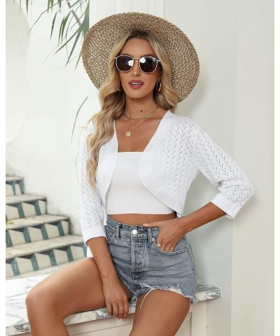 Women 3/4 Sleeve Cropped Cardigans Open Front Bolero Shrug Knit Sweater Jacket 2 New White $19.73 Sweaters