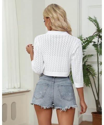 Women 3/4 Sleeve Cropped Cardigans Open Front Bolero Shrug Knit Sweater Jacket 2 New White $19.73 Sweaters