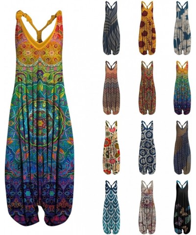 Womens Rompers Dressy 2022 Rompers For Women Summer Casual Sexy Racerback Harem Jumpsuit Spaghetti Straps Vintage Overall Fas...