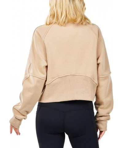 Spring Outfits for Women 2024 Athletic Fashion Sweatshirt Fleece Lined half Zip Pullover Thumb Hole Workout Tops Khaki $17.14...