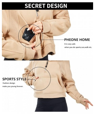 Spring Outfits for Women 2024 Athletic Fashion Sweatshirt Fleece Lined half Zip Pullover Thumb Hole Workout Tops Khaki $17.14...