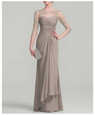 Lace Mother of The Bride Dresses with Long Sleeves Chiffon Formal Evening Gown for Wedding Guest Dress Gold $39.69 Dresses