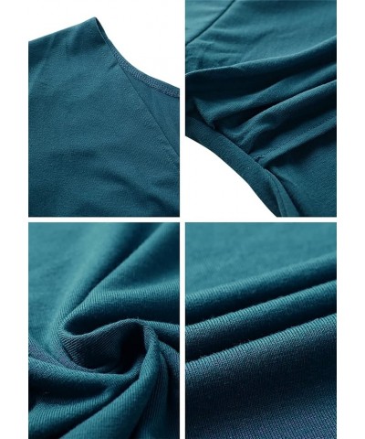 Women's Wrap V Neck Cap Half Sleeve Vintage Casual Work Party Tea Swing Dress Turquoise $14.49 Dresses