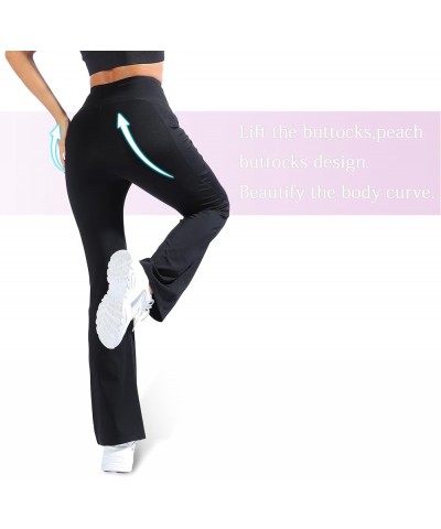 Flare Leggings for Women with Pockets High Waist Tummy Control Yoga Pants Compression Bootcut Leggings Black-flare $12.08 Act...