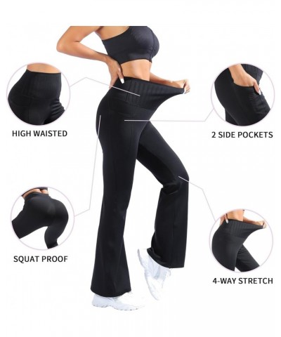 Flare Leggings for Women with Pockets High Waist Tummy Control Yoga Pants Compression Bootcut Leggings Black-flare $12.08 Act...