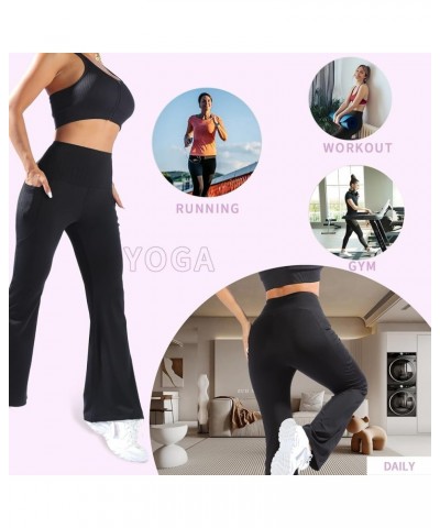 Flare Leggings for Women with Pockets High Waist Tummy Control Yoga Pants Compression Bootcut Leggings Black-flare $12.08 Act...