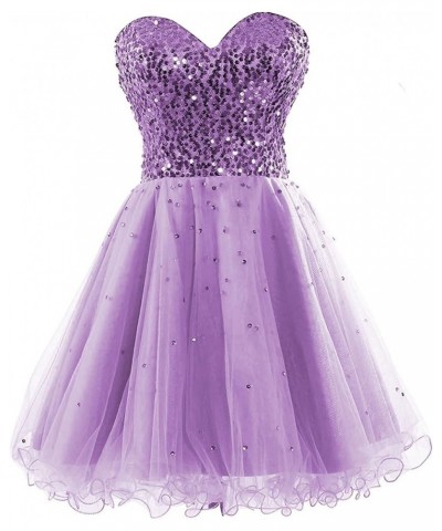 Womens Short Tullle Sequins Homecoming Dresses Mine Prom Party Gowns 032-lilac $27.01 Dresses