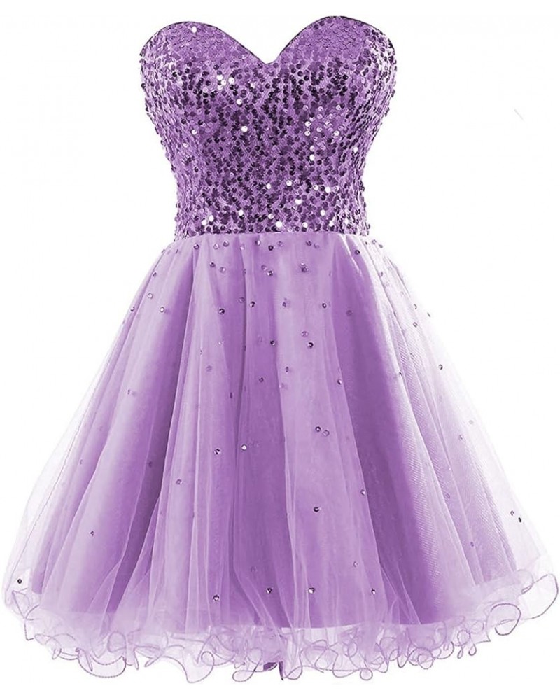 Womens Short Tullle Sequins Homecoming Dresses Mine Prom Party Gowns 032-lilac $27.01 Dresses