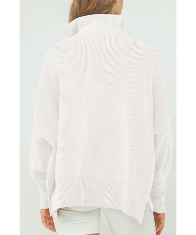 Women's Oversized Quarter Zip Pullover 2023 Fall Long Sleeve Collar Split Hem Slouchy Sweatshirt Knit Sweater White $18.89 Sw...